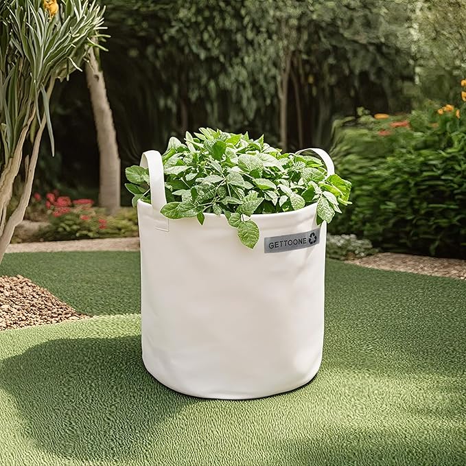 Collapsible Canvas Garden Bag 20 Gallon, Heavy Duty Reusable Lawn and Leaf Yard Waste Bag with 4 Handles, Tear-Resistant for Lawn Clippings, Storage, Moving
