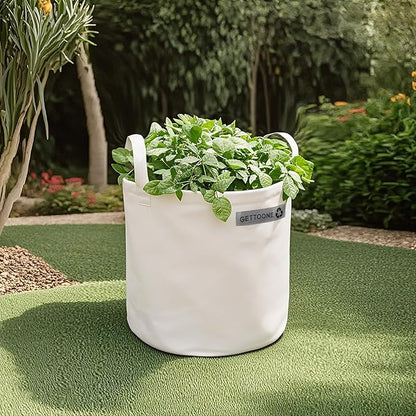 Collapsible Canvas Garden Bag 20 Gallon, Heavy Duty Reusable Lawn and Leaf Yard Waste Bag with 4 Handles, Tear-Resistant for Lawn Clippings, Storage, Moving