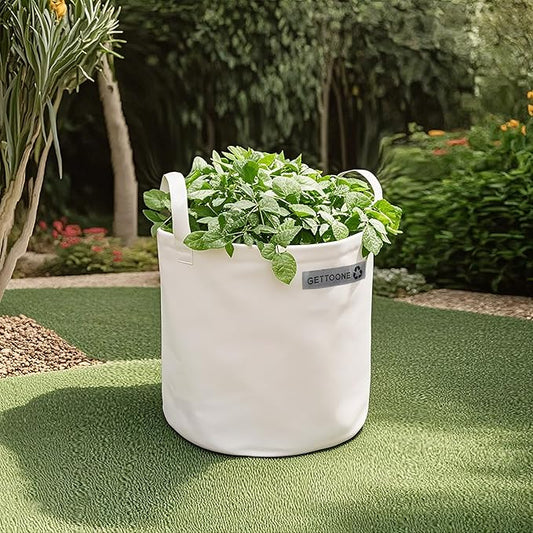 Collapsible Canvas Garden Bag 20 Gallon, Heavy Duty Reusable Lawn and Leaf Yard Waste Bag with 4 Handles, Tear-Resistant for Lawn Clippings, Storage, Moving
