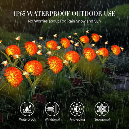 Solar Garden Lights, 6 Pack Swaying Bee Lights with Flowers, Waterproof Firefly Light Outdoor for Garden Patio Yard Pathway Decoration, Gifts for Women Mother's Day