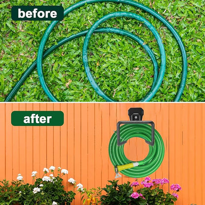 2 Pack Metal Hose Hanger Garden Hose Holder - Water Hose Holders Wall Mount, Heavy Duty Hose Holder Hook Holds Up to 100Ft for Outside Garden Hose, Expandable Hose, Hose Reel, Water Hose/Flexable Hose