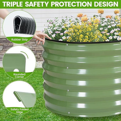 G GOOD GAIN Raised Garden Beds - 6x2x1.4ft Galvanized Planter Boxes Kit with Protective Tape & Gloves & Tools | Oval Metal Outdoor Raised Bed for Gardening Vegetables, Fruits, Flowers, Herbs, Oliver