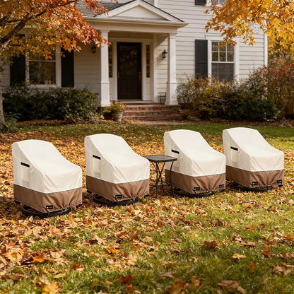 Patio Chair Covers Waterproof Outdoor Furniture Cover, All-Weather Protection Outdoor Lawn Patio Furniture Covers 4 Pack for 35" W x 38" D x 32" H, Beige