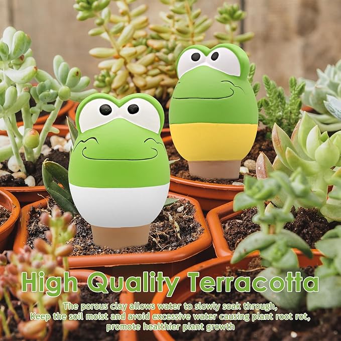4 Pack Terracotta Self Watering Spikes, Automatic Plant Waterer Devices Continuous Moisture with Slow Release Plant Watering Globes Watering System