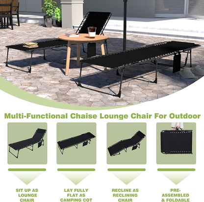 VEIKOU Lounge Chairs for Outside, 5-Position Poolside Lounge Chairs, Upgrade Lay Flat Lounge Chair, Beach Lounge Chair for Lawn Patio Sunbath, Black