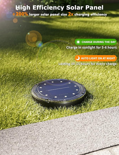 Color Changing Solar Ground Lights with 33ft Long Distance Remote Control - Flat Solar Light Outdoor Waterproof - Pathway Lights Solar Powered for Yard Decorative Outside Lawn Walkway [16 Pack]