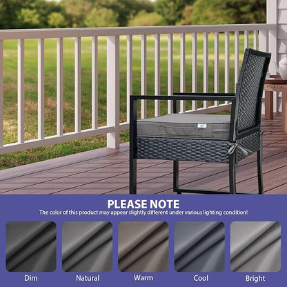 Outdoor Chair Cushions Set of 4,Waterproof Outdoor Seat Cushions for Patio Furniture,Patio Chair Cushion with Handle and Ties, Square Out Door Chair Pads,19" x 19" x 3", Darkgrey
