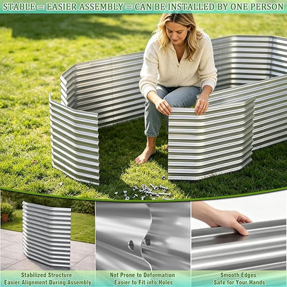 Raised Garden Bed Outdoor Upgrade Oval 2 Pack Tall 8x4FT, Galvanized Metal Garden Beds to Grow More in the Same Space, Raised Beds for Gardening Vegetables & Flowers Reinforced Design