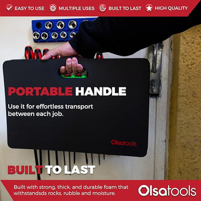 Olsa Tools Mechanics Kneeling Pad - Protection Knee Pads - Kneeling Work Mat - Under Car Mat - Creeper Pad - Work Pad - Foam Pad - 18" x 11" x 1" - Part 1182