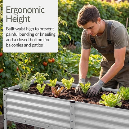 Best Choice Products 72x24x30in Non Toxic Galvanized Raised Garden Bed, Metal Elevated Planter Box, Vegetable Garden, 100% Non Toxic Materials - Silver