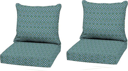 Arden Outdoor Deep Seat Cushion Set (2-Pack), 22 in x 24 in, Weather-Proof, Rain-Proof, Fade Resistant Patio Cushion for Chair, Sofa, and Couch Alana Tile