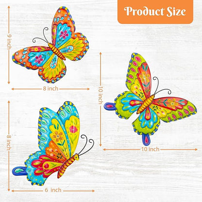 J-Fly Metal Butterfly Wall Decorations Garden Decor Room Decor, Lawn Ornaments Ladybugs Live- 3 Pieces, Outdoor Garden Yard Decor for Home and Office Christmas Decoration Gifts