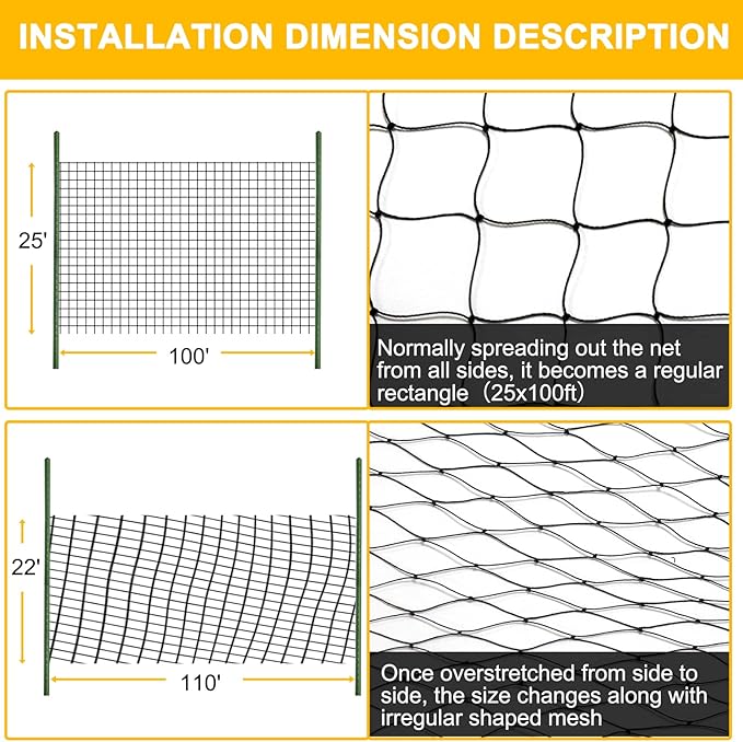 BSTPCOO Bird Netting 25'x100' with 2.4" Square Mesh Chicken Coop Nettings, Poultry Netting Heavy Duty Nylon Nettings, Hawk Net for Chicken Run, Deer Fence Garden Fruit Tree Net