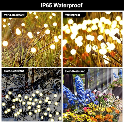 Solar Firefly Lights Warm White, 8 Modes 800mAh Swaying Firefly Yard Lights Solar Powered Outdoor Waterproof for Outside Yard Patio Lawn Pathway Walkway Stake Christmas Garden Decor (2 Pack)