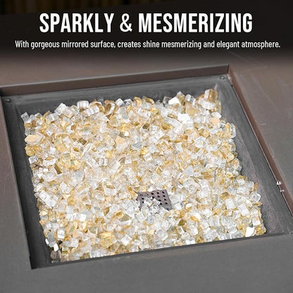 Skyflame High Luster 10-Pound Fire Glass for Fire Pit Fireplace Landscaping, 1/2-Inch Gold Reflective