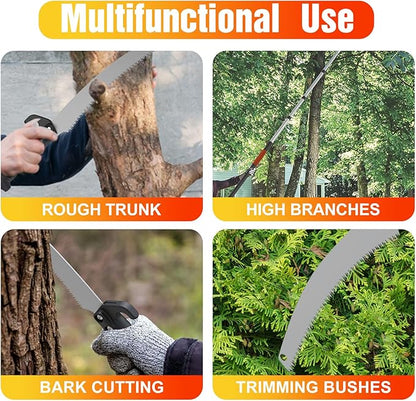 36FT Pole Saw, Telescoping Tree Trimmer with 7-30FT Extension Pole, Manual Branches Pruner for Backyard, Orange