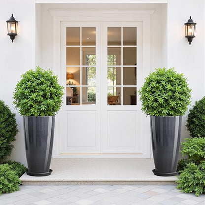 QCQHDU 21 inch Tall Planters for Outdoor & Indoor Plants, 2 Pack Sturdy Plant-Flower-Tree Pots for Front Porch Patio Deck Living Room Decor