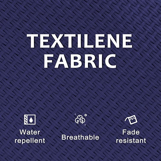 PURPLE LEAF Patio Chaise Lounge Set 2 Pieces Textilene Pool Lounge Chairs with Wheels Sunbathing Chair for Outdoor Yard (2 Navy Blue Lounges W/Side Table)