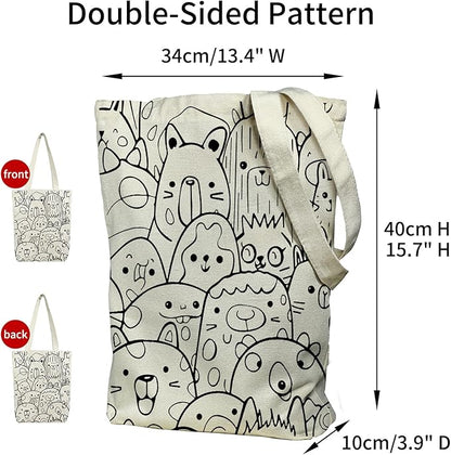 itgowisa Canvas Tote Bag for Women, Tote Bag with Zipper Inner Pocket, Zippered Canvas Bag for Shopping Work Grocery Everyday