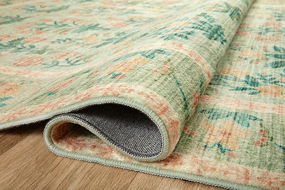 Loloi Rifle Paper Co. Eden Collection EDE-01 Mughal Rose Moss 2'-6" x 9'-6" Runner Rug feat. CloudPile™