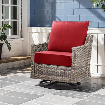 Outdoor Chair Cushions, 6 Inch Thick Patio Seat & Back Cushions Set with Removable Cover, Waterproof Patio Cushions for Outdoor Furniture, 22 x 24 Inch, Red 6-Set