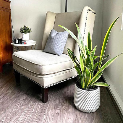 Fox & Fern Large 12 Inch Planter with Drainage Plug — Premium Polystone White Plant Pot - Modern Planter with 3D Texture and Ceramic Finish - 12 Inch Pots for Plants Indoor & Outdoor