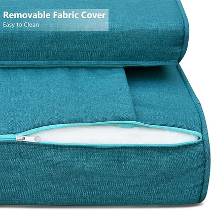 ATR ART TO REAL Outdoor Recliner Replacement Cushion, High Back Chair Cushions Patio Wicker Reclinning Chairs Seat Pad, Removable Cover, Waterproof, UV Resistant (Style A, Peacock Blue)