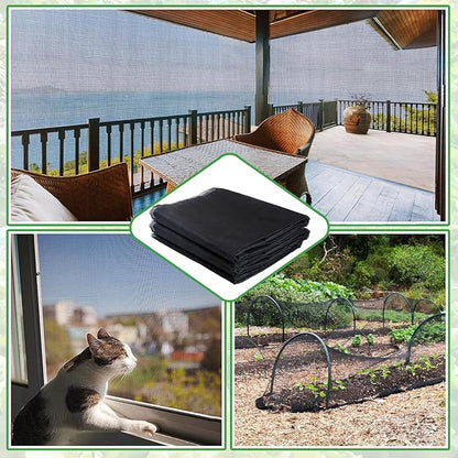 ANPHSIN 10 x 50 ft Stronger Garden Mesh Netting - PP Nanocomposite Bird Net Barrier, Fine Mesh Mosquito Screen for Outdoor Plants Vegetables Patios Balconies Terraces, Shading Rate 33% (Black)