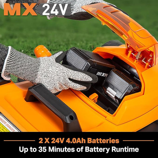 LawnMaster CLMF4815E 48V MAX 15-inch Brushless Cordless Lawn Mower with 2X24V MAX 4.0Ah Battery and a Dual Charger
