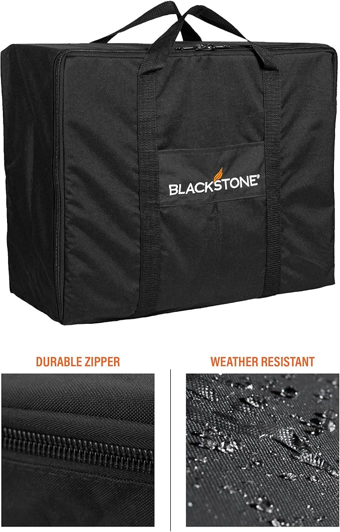Blackstone Tabletop Griddle Cover & Carry Bag, 1722, Portable BBQ Grill Griddle Carry Bag & Cover for Travel - 600D Heavy Duty Weather Resistant Accessories, Black, 22 inch