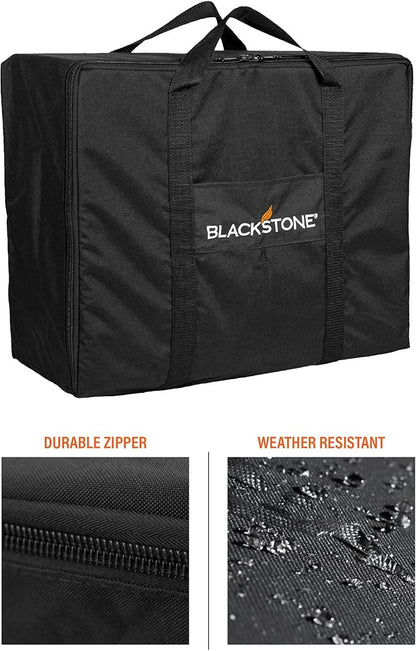 Blackstone Tabletop Griddle Cover & Carry Bag, 1722, Portable BBQ Grill Griddle Carry Bag & Cover for Travel - 600D Heavy Duty Weather Resistant Accessories, Black, 22 inch
