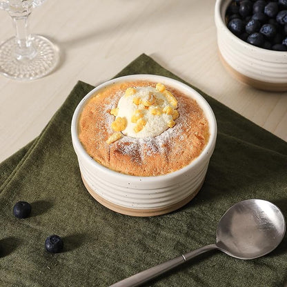 Frewinky Ceramic Ramekins 10 oz Set of 6 for Creme Brulee and Souffle Cups | 10 oz ceramic ramekins for creme brulee, souffle, pot pies and baked desserts