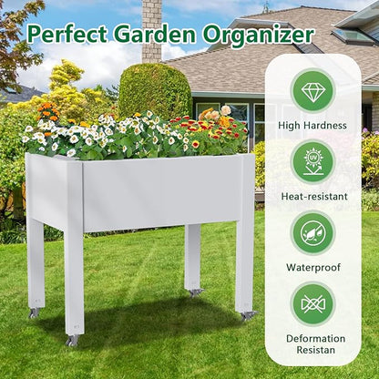 Vixzen Raised Garden Bed Outdoor,Reinforced Large Planter Box with Wheels,Mobile Planter Bed Box for Backyard, Patio, Balcony (Ashen, 30.04 * 17.72 * 28.9)