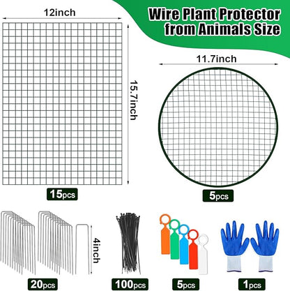 5 Pack Wire Plant Protector with Cover, 16"x12" Detachable Metal Plant Protectors Mesh, Garden Plant Protectors for Shrubs Flowers Vegetables to Keep Rabbit & Chicken Animals Out