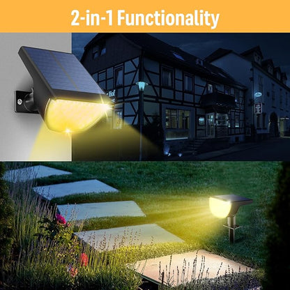 GKGG Solar Lights Outdoor Waterproof IP65, Solar Powered 76 LED 3 Lighting Modes Solar Spot Lights Outdoor for Yard Garden Landscape Pathway (Warm White, 4 Pack)