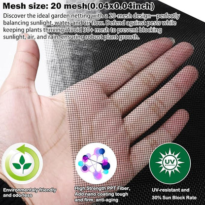 Abimars Thicker Garden Mesh Netting, 8.2’ x 33’ Ultra Fine Black Plant Row Covers for Vegetables Plants Fruits Flowers Protection, Nano PPT, Shading Rate 30%