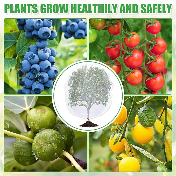 9 Pack Garden Bird Netting for Plants - 3 Size Sun Resistant Blueberry Tomato Protecting Netting with Drawstring, Fine Mesh Fruits Tree Protection Barrier for Block Squirrels Deer