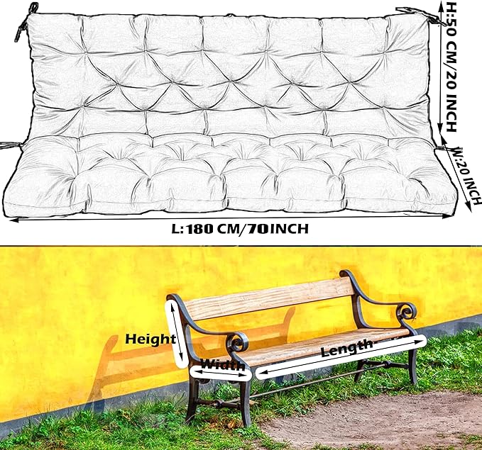 Replacement Cushions for Swing, Swing Cushions 3 Seater Replacement, Waterproof Thicken Washable Pad Cushion for Outdoor Indoor Furniture Swing Patio (Hummingbird, 40x71 inch)