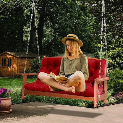 Replacement Cushions for Outdoor Swing, Outdoor Cushions for Patio Furniture with Backrest, Waterproof Thicken 4" Porch Swing Cushions, for Outdoor Patio Garden Furniture(Red 40 * 47 in)