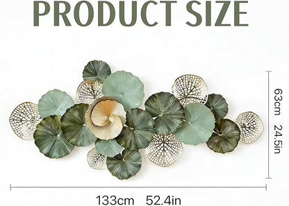 Roivikis Large Metal Wall Art Decor, 3D Abstract Lotus Leaves Wall Handcrafted Modern Decoration for Indoor Outdoor for Living Room, Bedroom, Entryway 52" x 24"