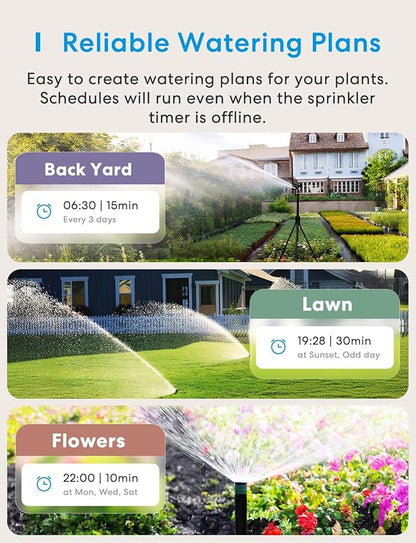 meross WiFi Water Hose Timer, Smart Sprinkler Timer with Brass Inlet & Outet, Work with Apple Homekit, Alexa & Google Assistant, Water Valve for Lawn, Garden, Yard and Pool, WiFi Hub Required