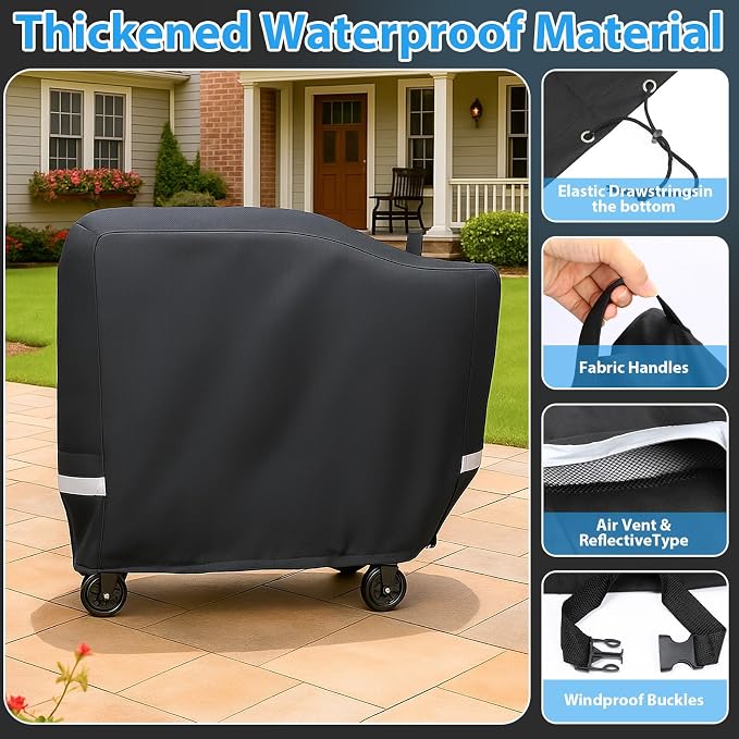 Utheer Grill Cover for B380 & B380X, for 380 380X Wood Pellet Grills - Upgraded Heavy Duty Waterproof Anti-UV Cover for B380x Grill Accessories