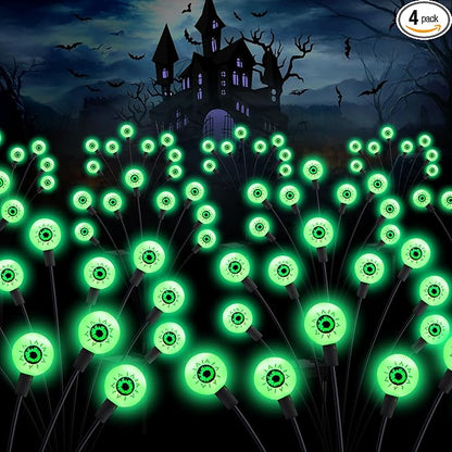 ASMAD Scary Solar Eyeball Lights, Waterproof Swaying Firefly Path Lights for Outdoor/Halloween Decorations/Garden/Yard/Patio/Party Decor, Green Eyeball, 4 Pack, 32 LEDs