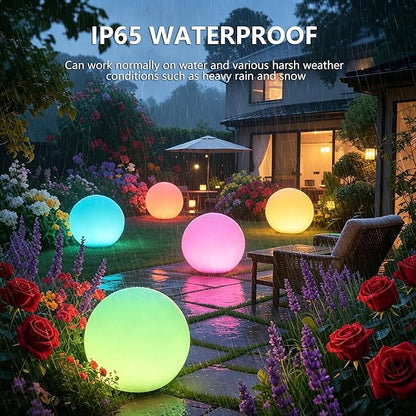 6-inch LED Light Ball,RGB Color Changing Night Light with Remote,Water Resistant,USB Rechargeable Mood Lamp for Kids Room,Bedroom,Patio,Party Decor