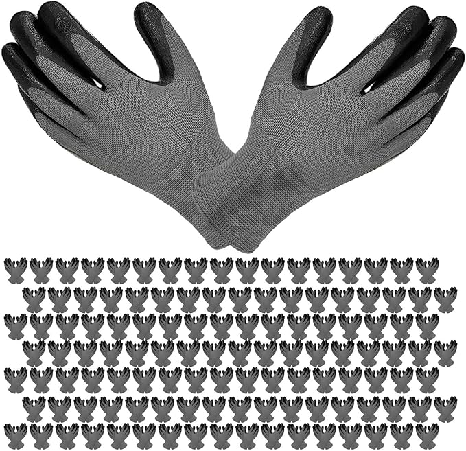 YOUKE OLA 120 Pair Gardening Gloves for Men, Breathable Rubber Coated Garden Gloves Working Gloves for Gardening, Construction Black 10/XLarge