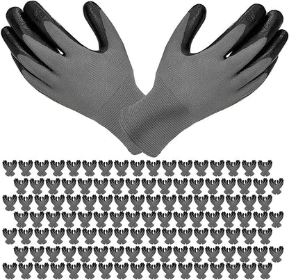 YOUKE OLA 120 Pair Gardening Gloves for Men, Breathable Rubber Coated Garden Gloves Working Gloves for Gardening, Construction Black 10/XLarge