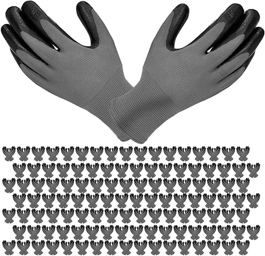 YOUKE OLA 120 Pair Gardening Gloves for Men, Breathable Rubber Coated Garden Gloves Working Gloves for Gardening, Construction Black 10/XLarge