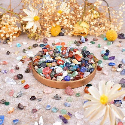 36 Varieties Healing Crystal Chips & Stones Set – 2.5 lbs, 0.3" Natural Polished & Tumbled Gemstones Collection and Small Decorative Rocks for Chakra, Meditation, Reiki, Witchcraft, Crafts