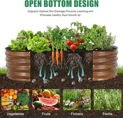 STBoo Galvanized Raised Garden Bed Outdoor, 2Pcs 4x2x1ft Oval Planter Box with Rubber Strip,Metal Raised Bed Kit for Vegetables Flowers Herbs, Grain