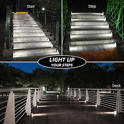 NIORSUN Solar Step Lights,24 Pack Cool White Solar Stair Lights Outdoor Waterproof IP67 Auto On Off,Solar Lights for Steps,Stair,Patio,Yard,Porch,Front Door,Sidewalk,Deck Decor